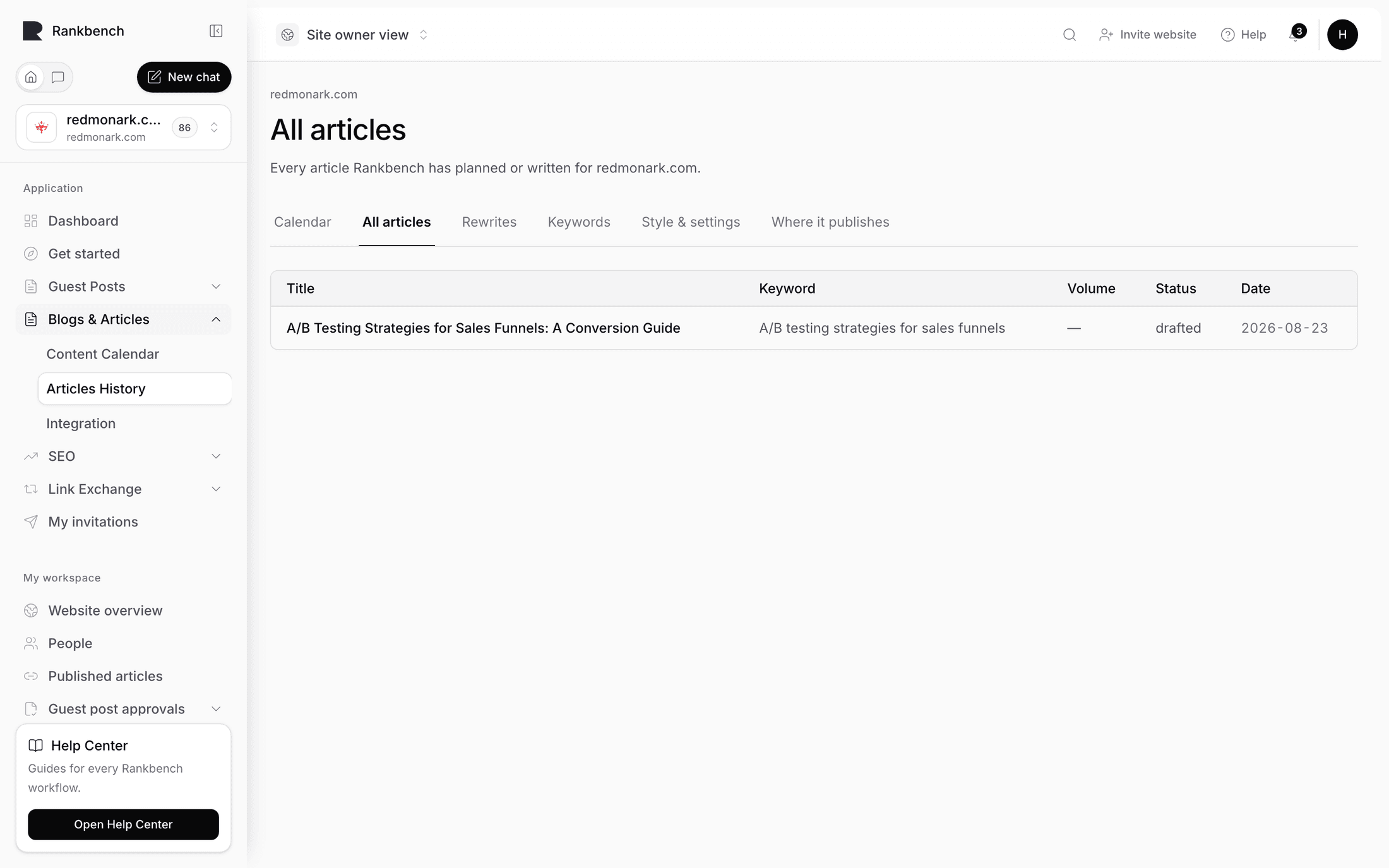 All articles listing what the calendar has written