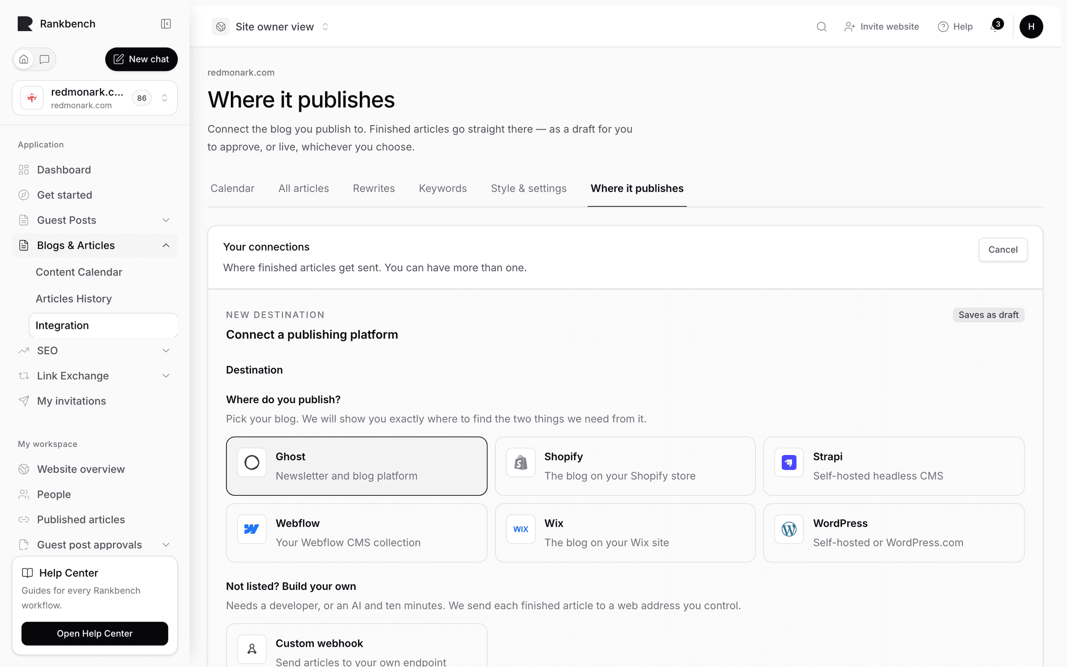 The webhook guide showing the request contract