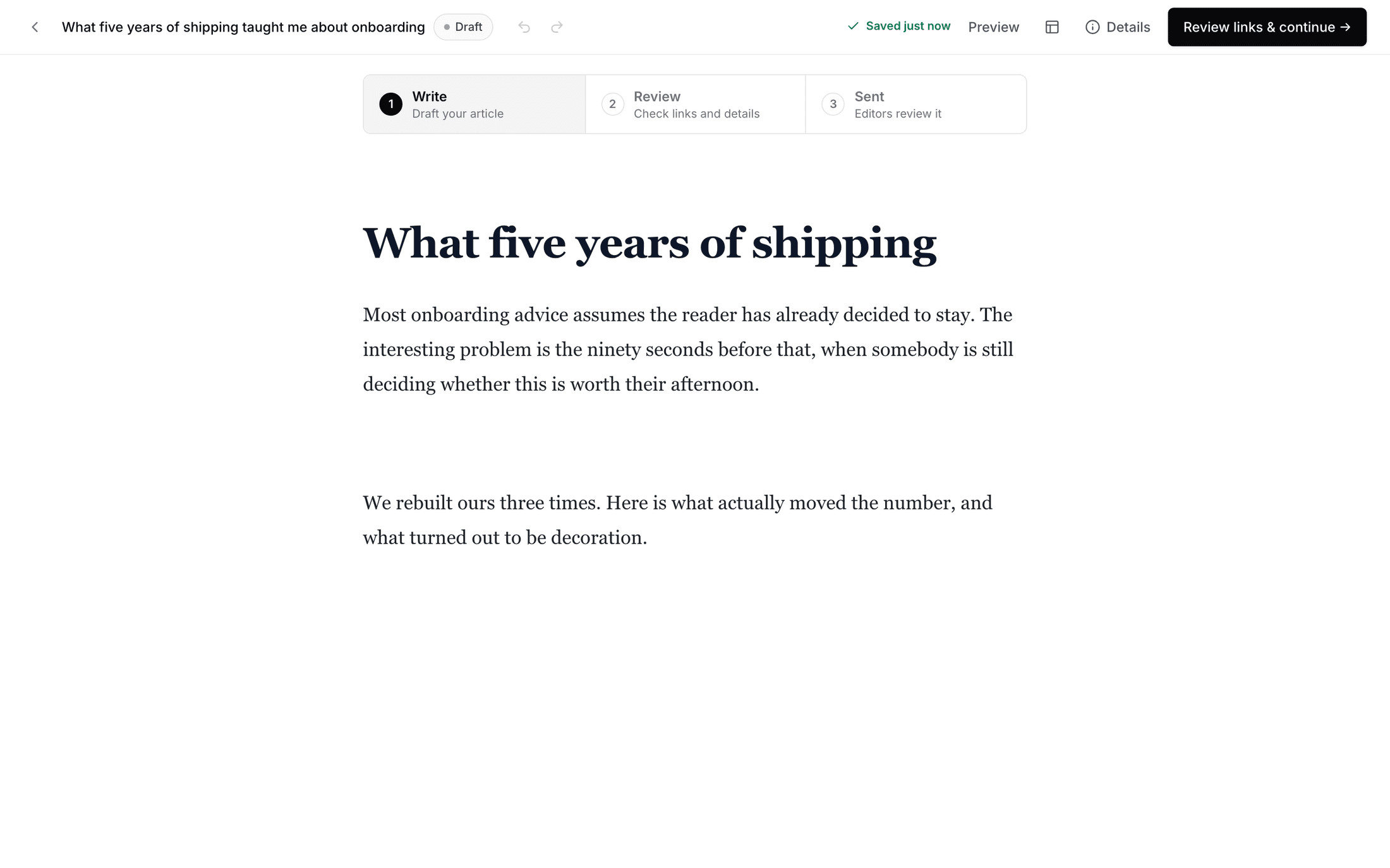 The editor with the outline and the site's rules panel beside it
