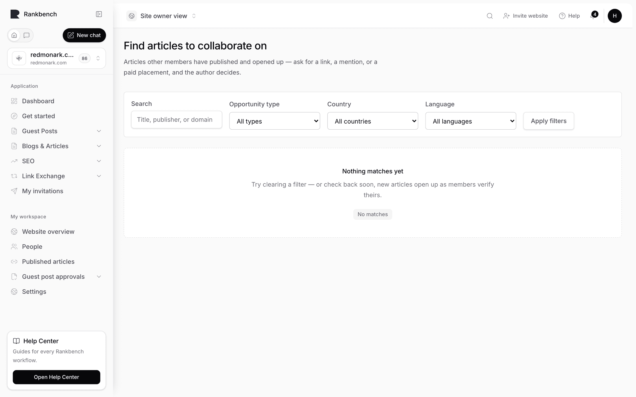 An article's collaboration settings