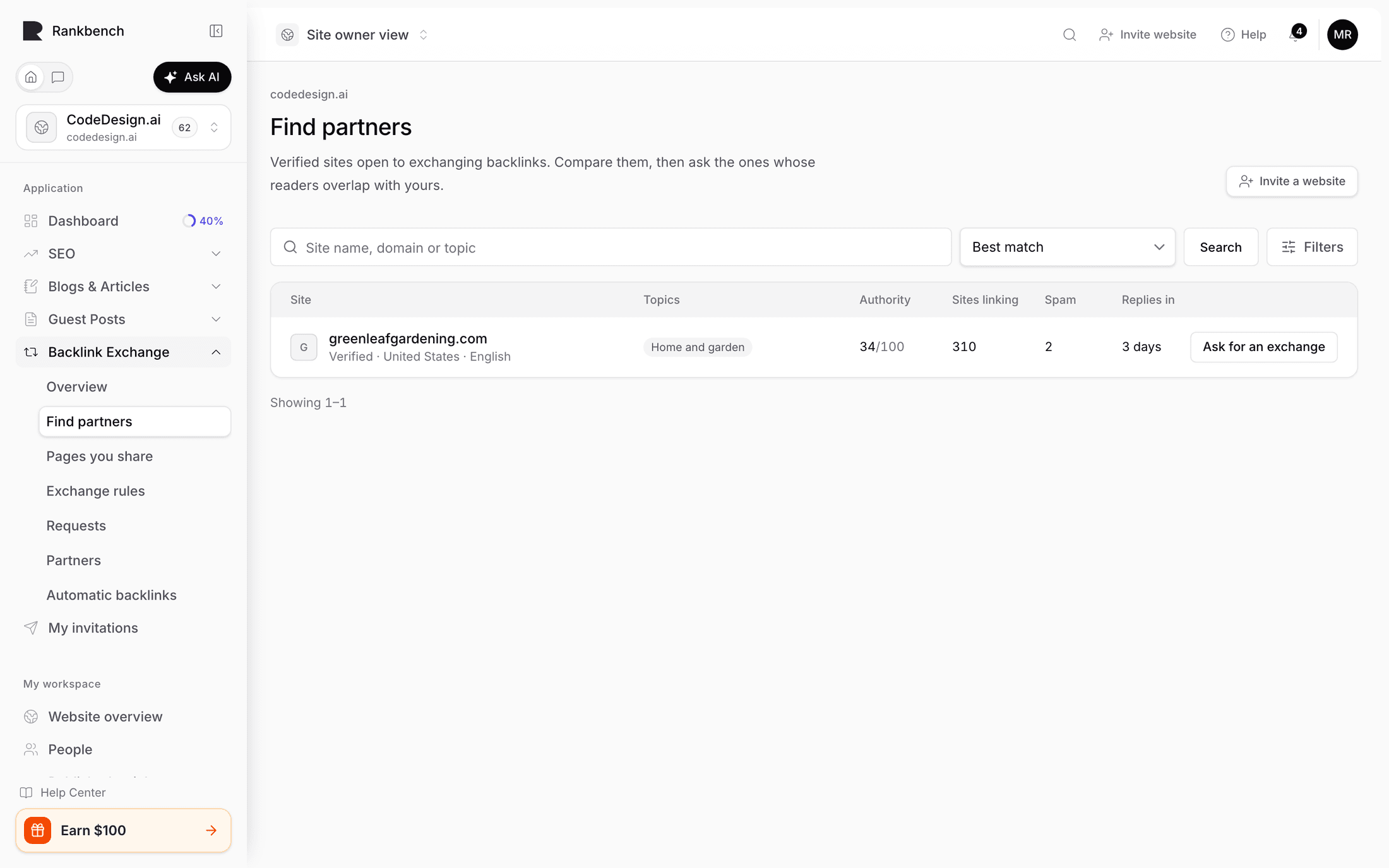 The directory with sorting and filters