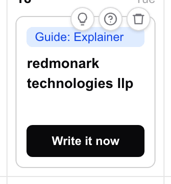 A day cell with its hover controls visible: the interview questions button, the instructions button and the remove button